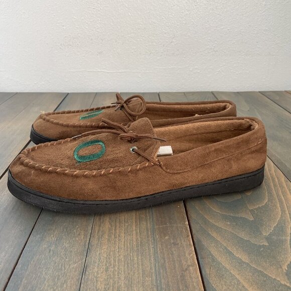 University of Oregon Ducks NCAA Brown Faux Suede Slippers - Cozy Mens 12 (XM1) - Picture 4 of 8